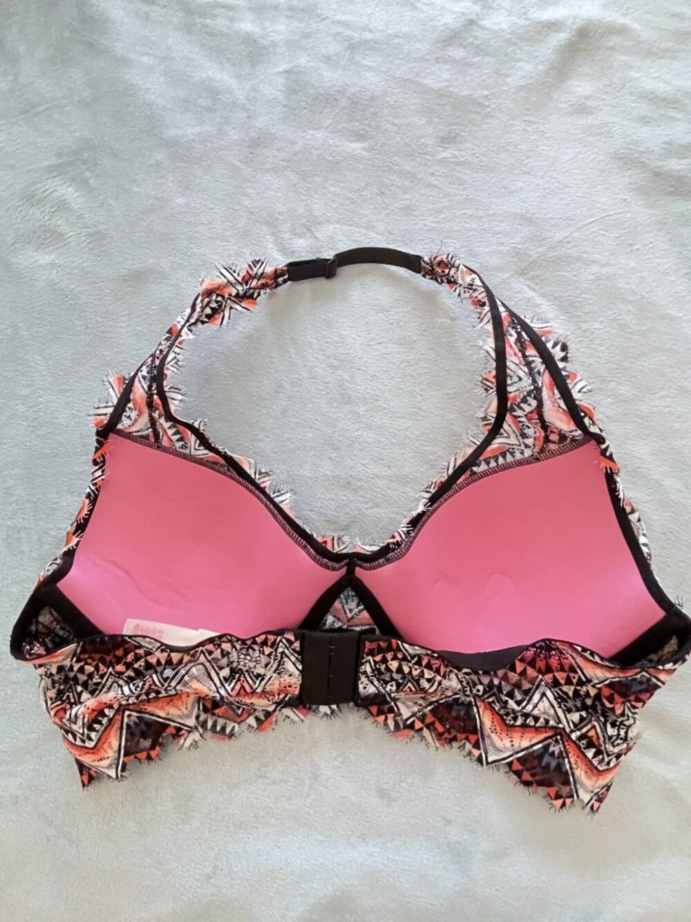 New Victoria's Secret PINK Lace Halter Bralette Bra Geometric Aztec Medium - Picture 5 of 11